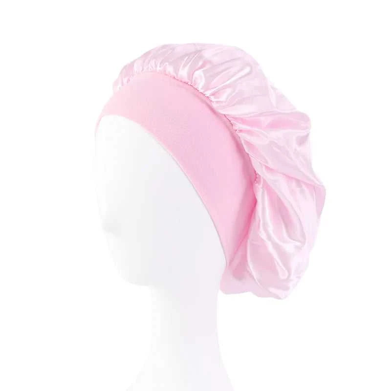 Women's Satin Solid Bonnets Wide-brimmed Night Sleeping Bathing Hat Unisex Head Wrap Elastic Band Cap Hair Care Bonnet Éditions Traditions & Modernité Inc. 185982499;20260611;1781193899An1Ce