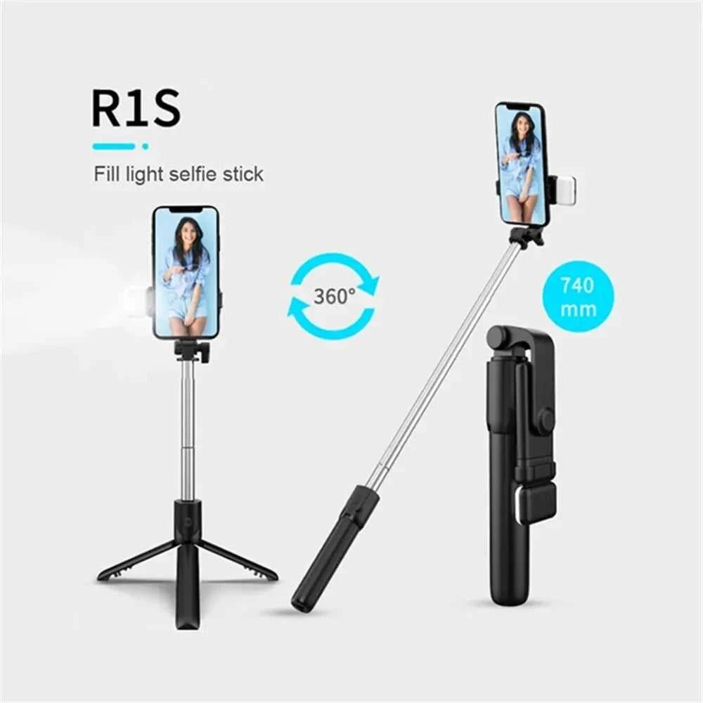 Portable Bluetooth Selfie Stick Tripod Holder with Remote Shutter Fill Light Extendable Wireless Remote Retractable Phone Stand Éditions Traditions & Modernité Inc. 185980761;20260611;1781193677MO1IM