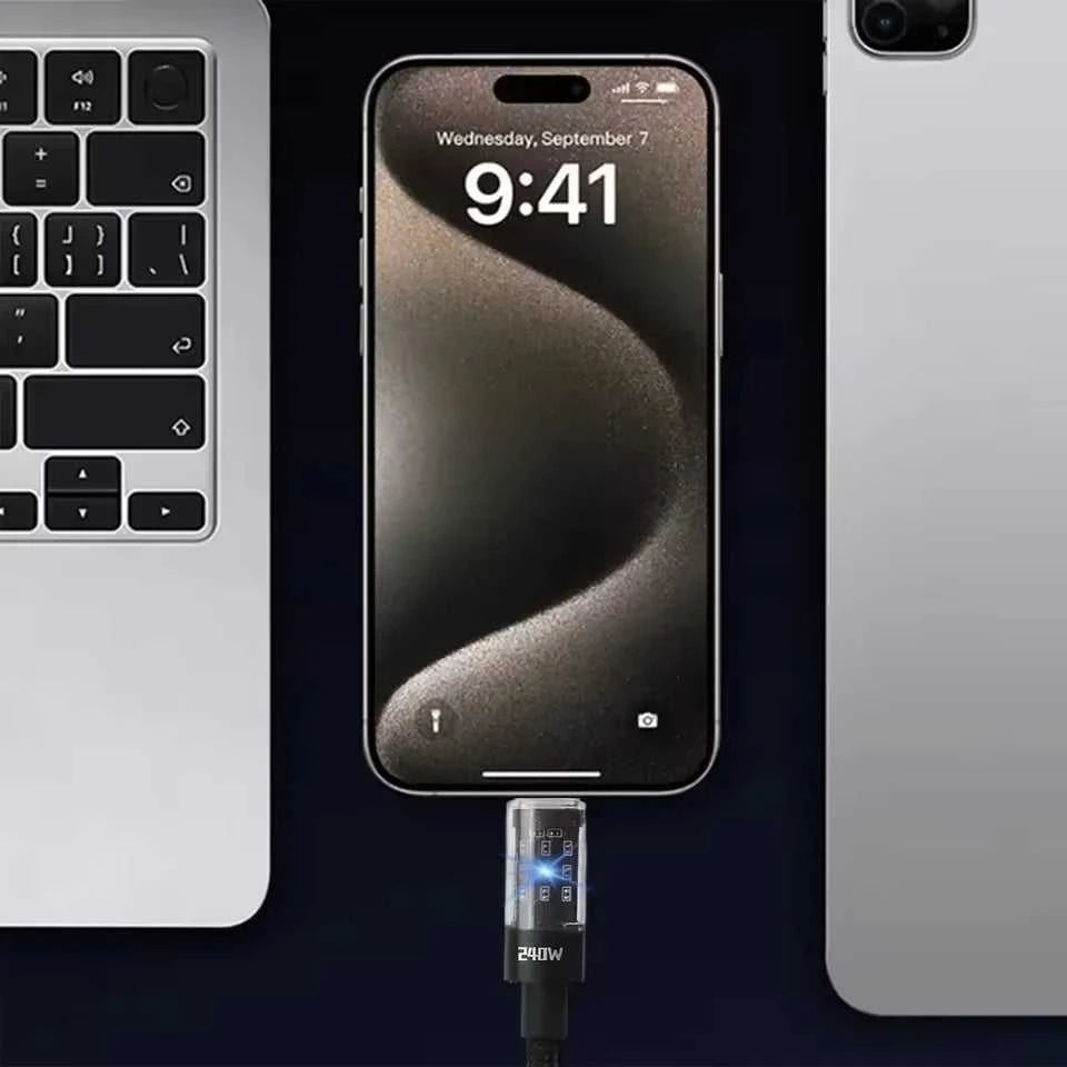 240W USB C Fast Charging Cable with LED Power Display Éditions Traditions & Modernité Inc. 14:173#0.25M;200007763:201336100
