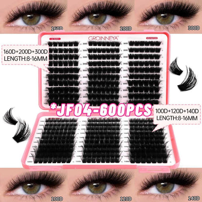 GROINNEYA Lashes Cluster DIY Lash Extension Mixed Tray Clusters Eyelashes Fluffy Volume Individual Lashes Cat Eye Lash Extension Éditions Traditions & Modernité Inc. 186225755;20260617;1781706031DJs8g