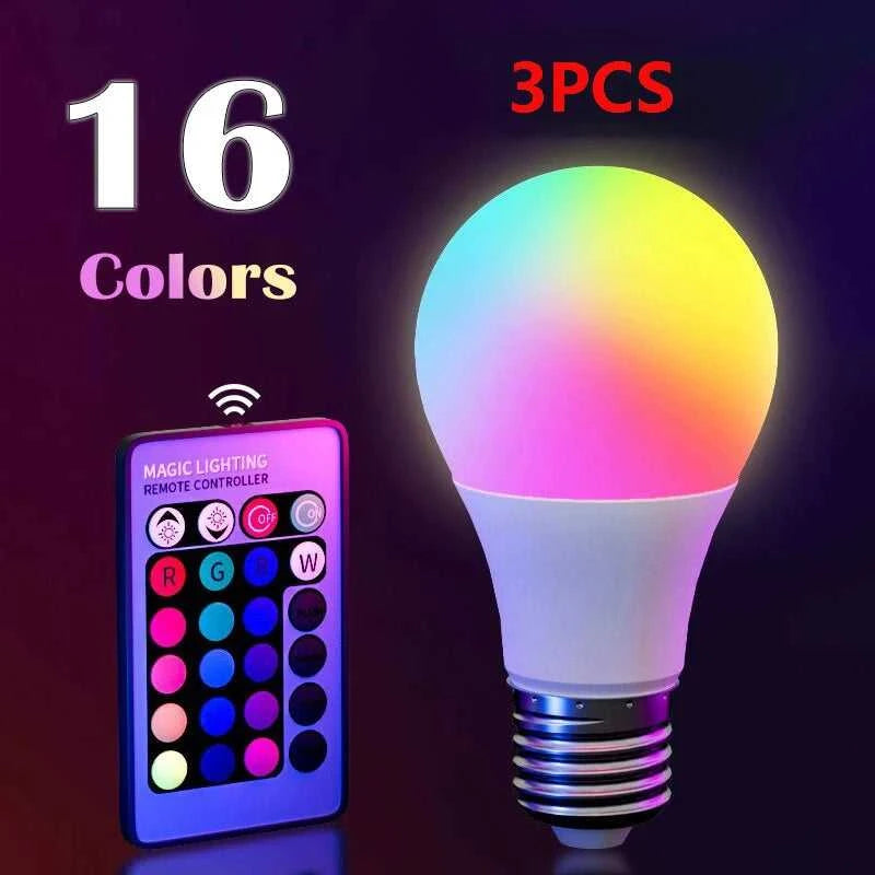 16 Colors RGB Bulb LED Multicolor Bulb E27 220V Household Lighting Dimmable 24 Key Remote Control Smart Lamp Atmosphere Light Éditions Traditions & Modernité Inc. 186083089;20260613;17813862151Bqxm