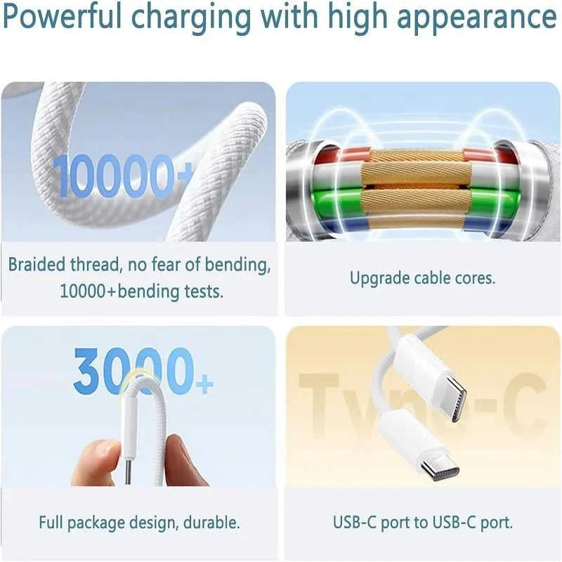 1pcs-5pcs 60W PD USB-C to USB C Fast Charger Cable For Apple iPhone 17 Pro Max 16 15 Plus 14 13 12 11 X XS Type C Quick Charging Éditions Traditions & Modernité Inc. 186084265;20260613;17813864043Yb33