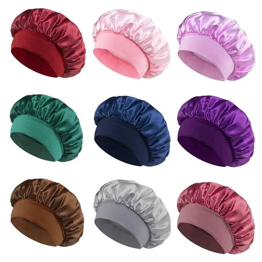 Women Satin Bonnet Hair Bonnet for Sleeping Hair Care Silk Bonnets Solid Wide-brimmed Sleeping Hat with Elastic Soft Band Éditions Traditions & Modernité Inc. 14:771#beige