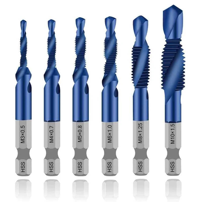 Hex Shank Titanium Plated HSS Screw Thread Metric Tap Drill Bits Screw Machine Compound Tap M3 M4 M5 M6 M8 M10 Hand Tools Éditions Traditions & Modernité Inc. 185982355;20260611;1781193875RGQCr