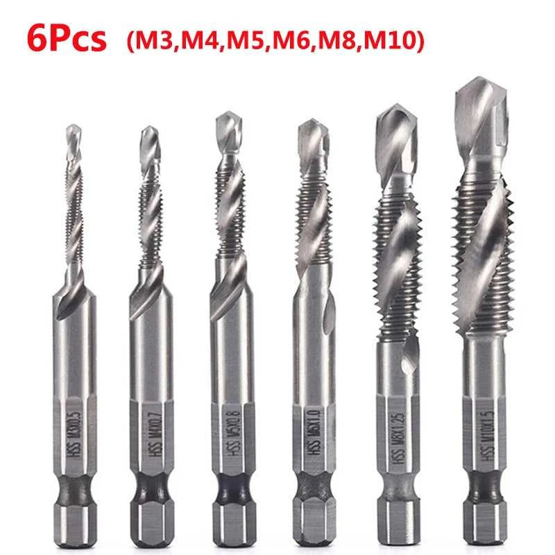 Hex Shank Titanium Plated HSS Screw Thread Metric Tap Drill Bits Screw Machine Compound Tap M3 M4 M5 M6 M8 M10 Hand Tools Éditions Traditions & Modernité Inc. 185982355;20260611;1781193875RGQCr