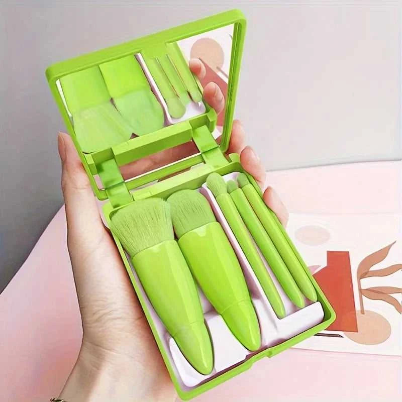 5Pcs Portable Makeup Brush Set With Mirror - Foldable Travel Kit ，Mini Makeup Brush Set Travel Makeup Brush Set Éditions Traditions & Modernité Inc. 185979891;20260611;1781193454rKqfW