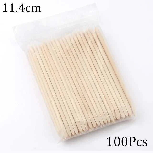 100/50pcs Nail Art Pusher Orange Wood Sticks Cuticle Pusher Remover Rhinestones Dotting Removal Manicure Pedicure Care Tools