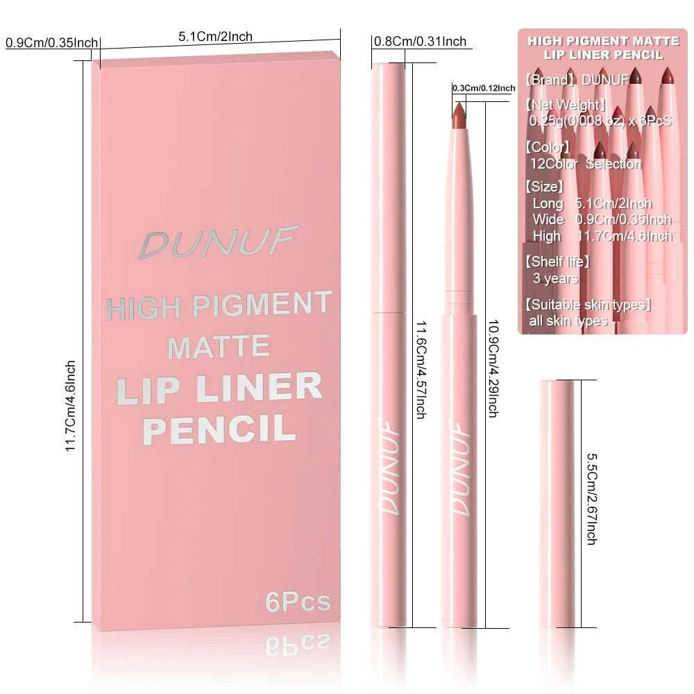 6pcs Lip Liner Pen Set Long-Lasting, Waterproof Sweatproof, Easy Coloring Non-fading Color Rendering Lip Gloss Set Beauty Makeup Éditions Traditions & Modernité Inc. 200001176:200004889#01