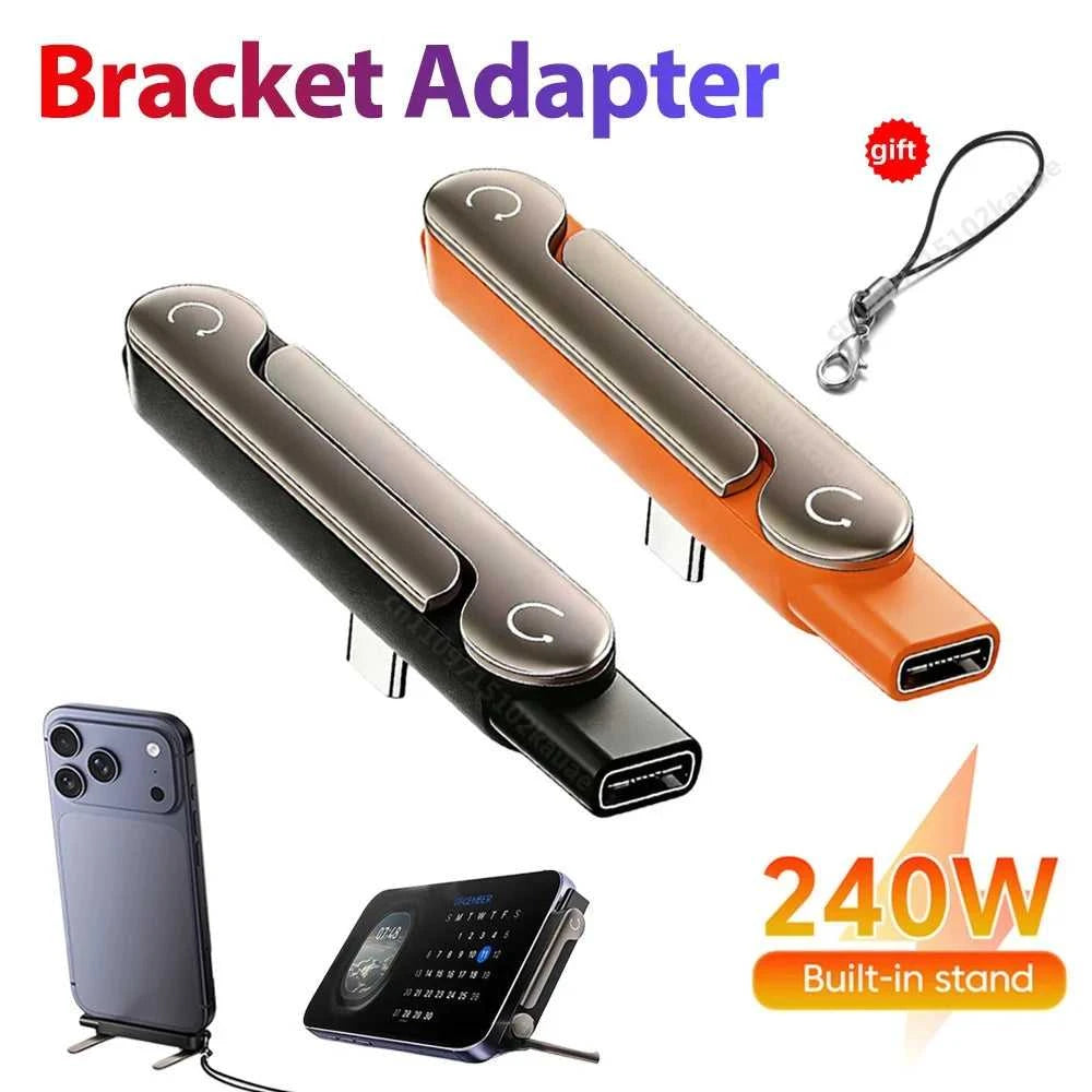 1/2/3PCS Type C Phone Charging Bracket Adapter 240W Fast Charging OTG Type-C Male to USB-C Female Converter With foldable Holder Éditions Traditions & Modernité Inc. 185982424;20260611;1781193889LCu4T