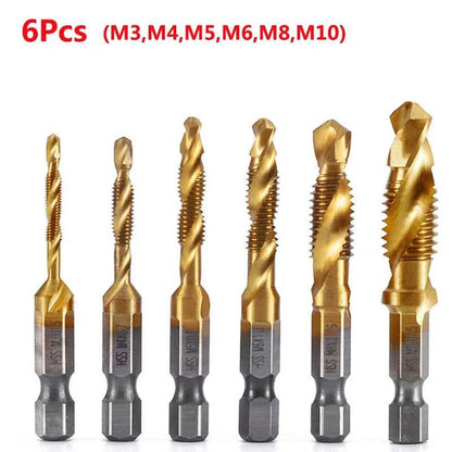 Hex Shank Titanium Plated HSS Screw Thread Metric Tap Drill Bits Screw Machine Compound Tap M3 M4 M5 M6 M8 M10 Hand Tools Éditions Traditions & Modernité Inc. 185982355;20260611;1781193875RGQCr