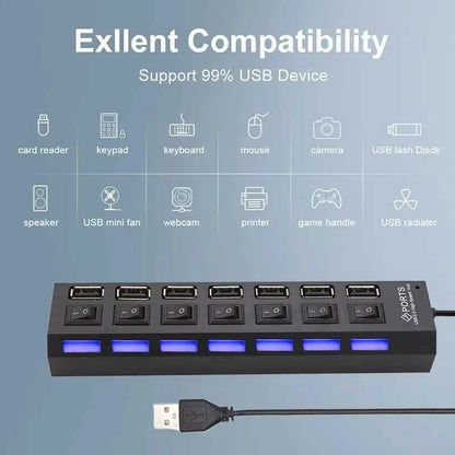 Switch Extension Hub 7-port USB2.0 Hub Computer USB Extension Hub One Drag Seven USB2.0 Splitter PC Laptop Desktop Éditions Traditions & Modernité Inc. 186225152;20260617;1781705670Rm2Ed