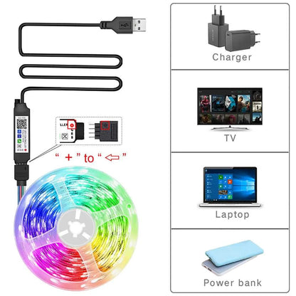 RGB Led Strip Lights 5m 10m 20m 30m Led Room Light with APP Control Flexible Ribbon Luces Led Tape for Room Bedroom Decoration Éditions Traditions & Modernité Inc. 185979931;20260611;17811934904g9K2