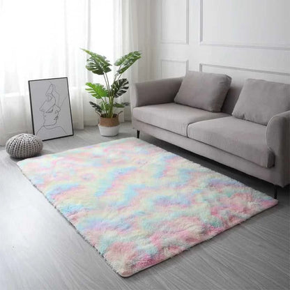 VIKAMA Tie-Dye Plush Carpet Living Room Decoration Soft Fluffy Home Mat Children's Room Baby Crawling Non-Slip Blanket Éditions Traditions & Modernité Inc. 186083095;20260613;1781386246erLZW