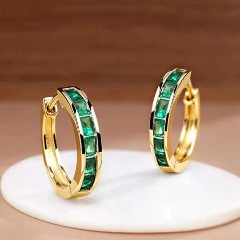 Huitan Classic Design Women Hoop Earrings Full with Princess Square CZ Simple and Elegant Female Accessories Versatile Jewelry Éditions Traditions & Modernité Inc. 186728028;20260628;1782690798ErevY