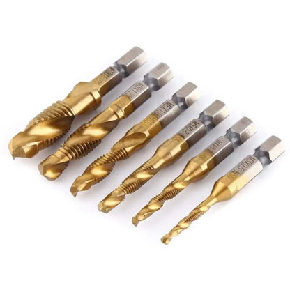 Hex Shank Titanium Plated HSS Screw Thread Metric Tap Drill Bits Screw Machine Compound Tap M3 M4 M5 M6 M8 M10 Hand Tools Éditions Traditions & Modernité Inc. 185982355;20260611;1781193875RGQCr