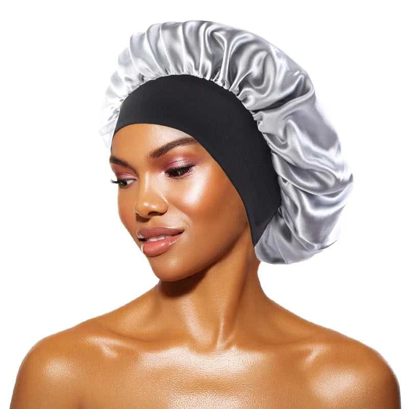 Women's Satin Solid Bonnets Wide-brimmed Night Sleeping Bathing Hat Unisex Head Wrap Elastic Band Cap Hair Care Bonnet Éditions Traditions & Modernité Inc. 185982499;20260611;1781193899An1Ce