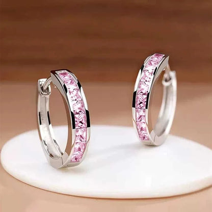 Huitan Classic Design Women Hoop Earrings Full with Princess Square CZ Simple and Elegant Female Accessories Versatile Jewelry Éditions Traditions & Modernité Inc. 186728028;20260628;1782690798ErevY