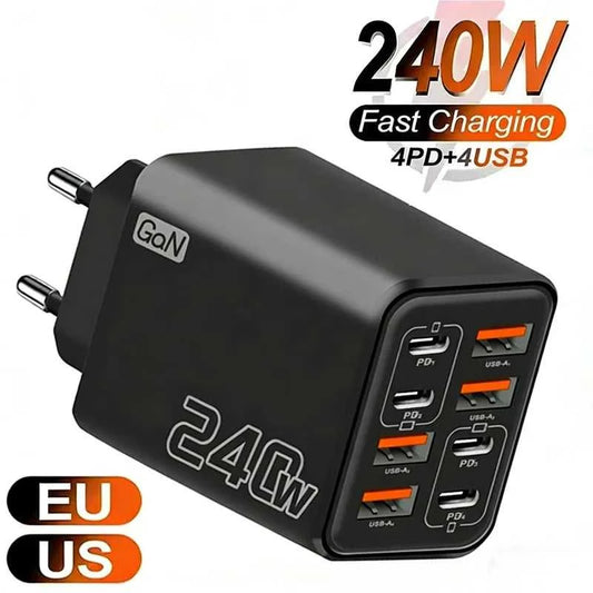 240W GaN USB C Charger 8 in 1 Fast Charging Phone Charger Power Adapter For iPhone Samsung Xiaomi Type C EU/US Plug Wall Charger Éditions Traditions & Modernité Inc. 185979925;20260611;1781193481DRrvp