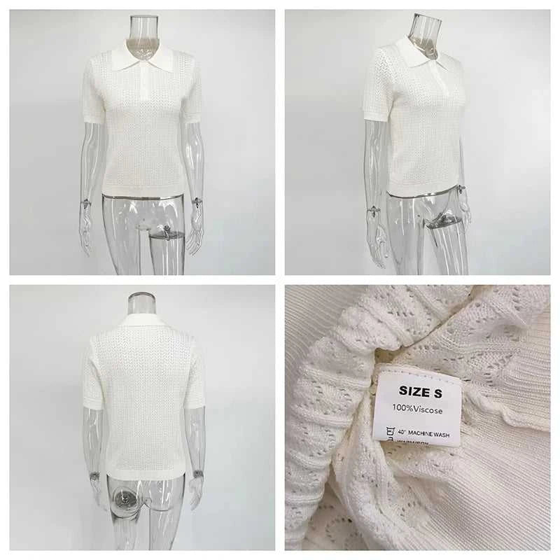 Tornova Short Sleeve Knitted T shirt Woman Summer Casual Loose Lapel Solid Ins Hot Tops Pullover Female Sweater T shirt Outwear Éditions Traditions & Modernité Inc. 186642829;20260626;1782517882cLv6y