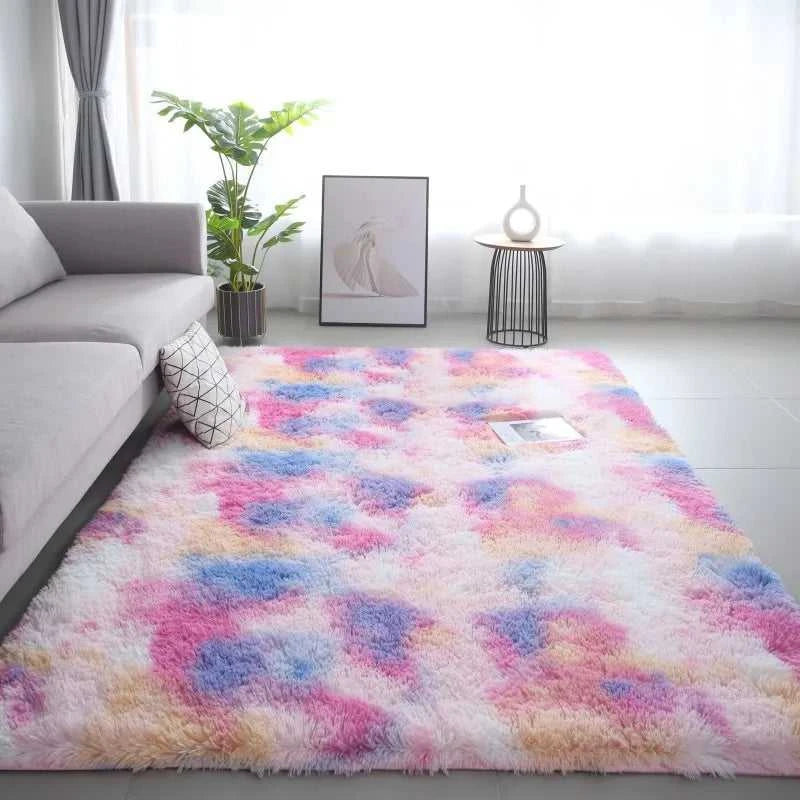 VIKAMA Tie-Dye Plush Carpet Living Room Decoration Soft Fluffy Home Mat Children's Room Baby Crawling Non-Slip Blanket Éditions Traditions & Modernité Inc. 186083095;20260613;1781386246erLZW