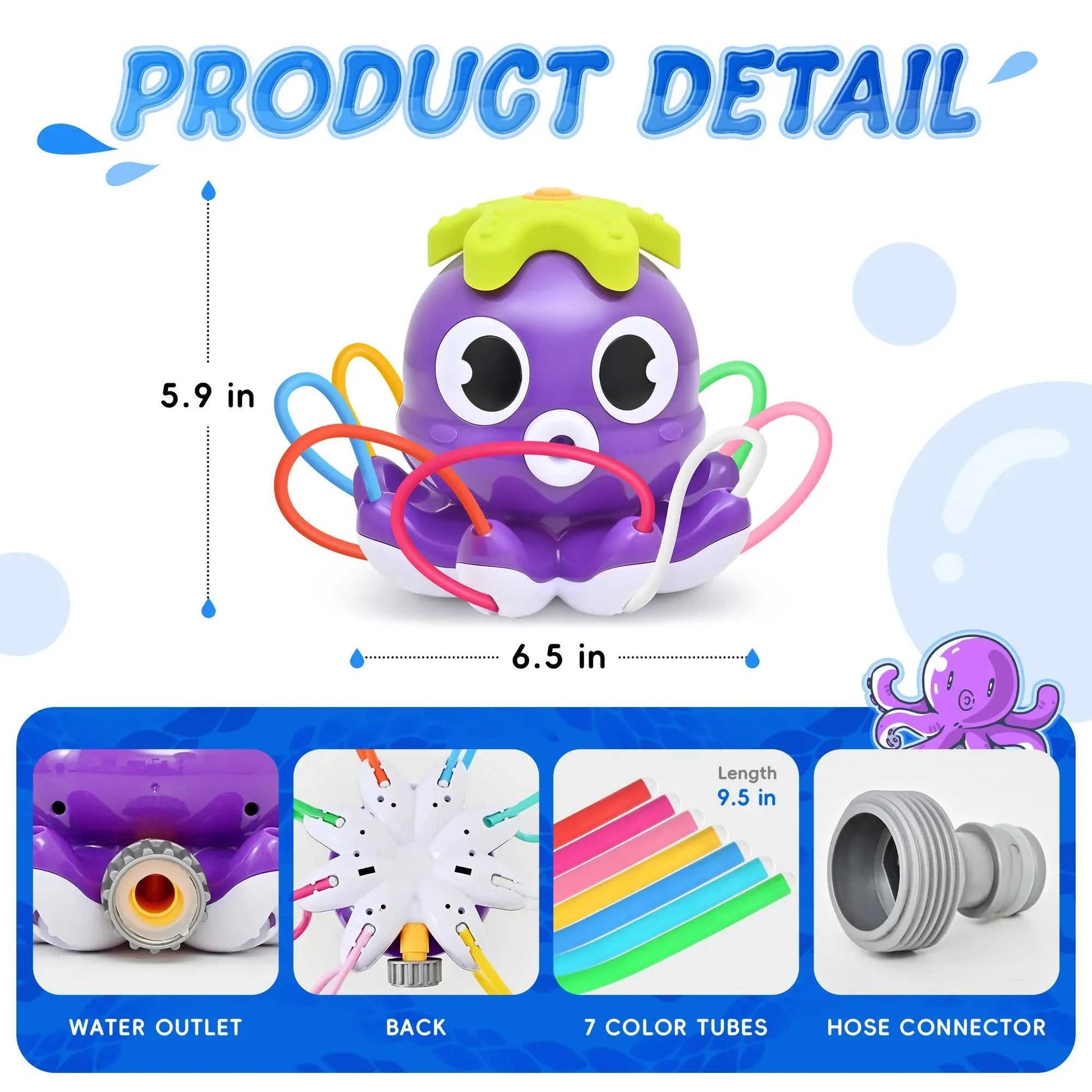 Space Rocket Octopus Sprinkler Water Toy Automatic Rotation Fun Spray Water Children's Water Playing Outdoor Toys Enfants Éditions Traditions & Modernité Inc. 161517301;2025066;17491725849VSvb