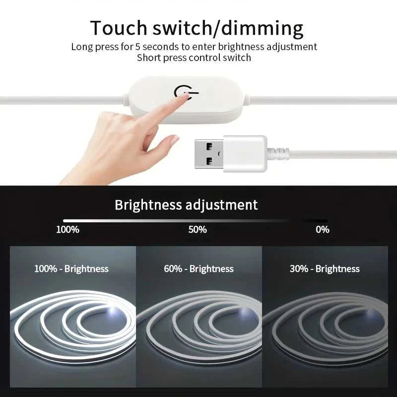 LED Strip Neon Light USB DC 5V Dimmable Touch Sensor Switch Flexible Silicone Neon Sign Tape Waterproof For Outdoor Room Decor Éditions Traditions & Modernité Inc. 185982762;20260611;17811939621tekW