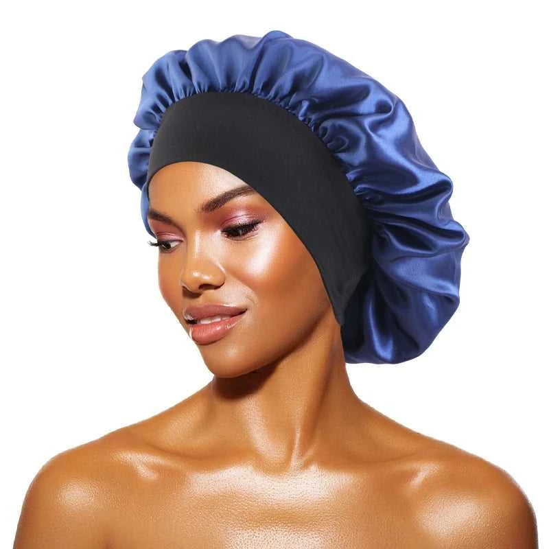 Women's Satin Solid Bonnets Wide-brimmed Night Sleeping Bathing Hat Unisex Head Wrap Elastic Band Cap Hair Care Bonnet Éditions Traditions & Modernité Inc. 185982499;20260611;1781193899An1Ce