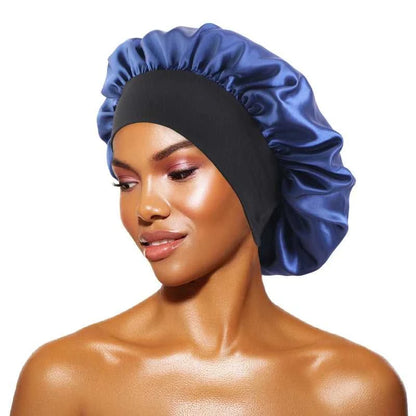 Women's Satin Solid Bonnets Wide-brimmed Night Sleeping Bathing Hat Unisex Head Wrap Elastic Band Cap Hair Care Bonnet Éditions Traditions & Modernité Inc. 185982499;20260611;1781193899An1Ce