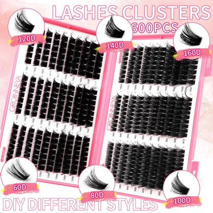GROINNEYA Lashes Cluster DIY Lash Extension Mixed Tray Clusters Eyelashes Fluffy Volume Individual Lashes Cat Eye Lash Extension Éditions Traditions & Modernité Inc. 186225755;20260617;1781706031DJs8g