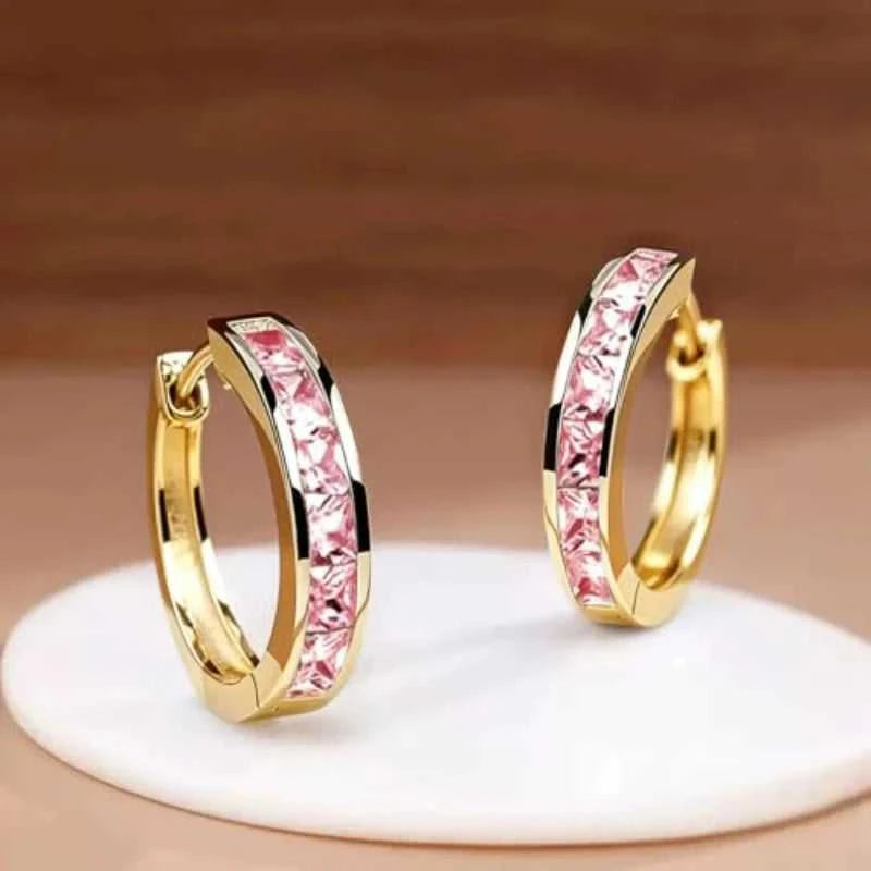 Huitan Classic Design Women Hoop Earrings Full with Princess Square CZ Simple and Elegant Female Accessories Versatile Jewelry Éditions Traditions & Modernité Inc. 186728028;20260628;1782690798ErevY