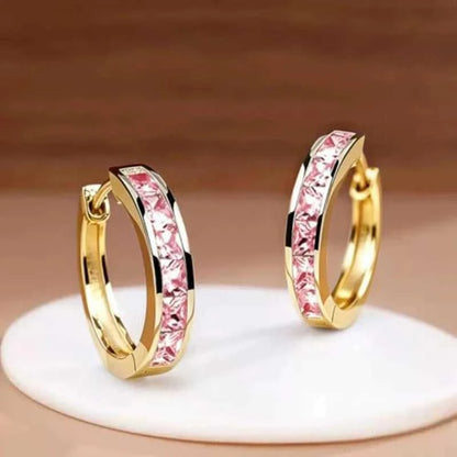 Huitan Classic Design Women Hoop Earrings Full with Princess Square CZ Simple and Elegant Female Accessories Versatile Jewelry Éditions Traditions & Modernité Inc. 186728028;20260628;1782690798ErevY