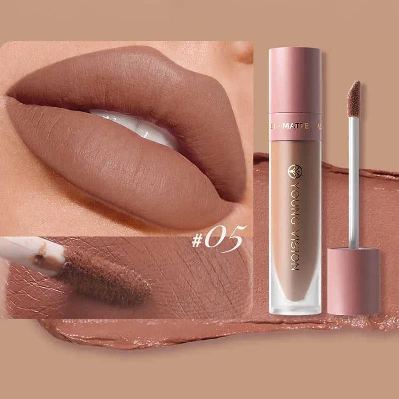 DUNUF 8-color matte velvet smooth easy-to-apply square tube lip gloss waterproof three-dimensional plumping lipstick