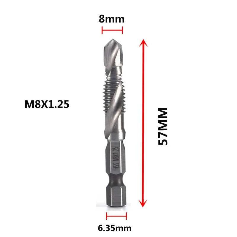 Hex Shank Titanium Plated HSS Screw Thread Metric Tap Drill Bits Screw Machine Compound Tap M3 M4 M5 M6 M8 M10 Hand Tools