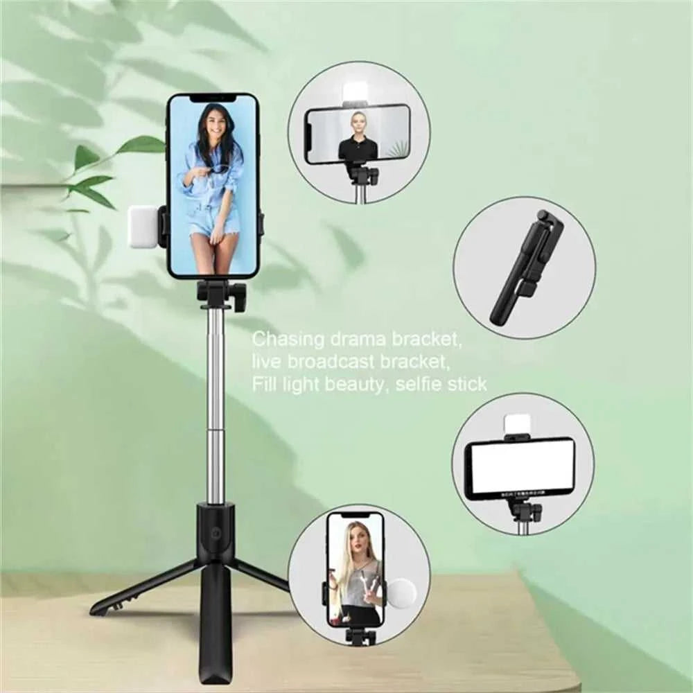 Portable Bluetooth Selfie Stick Tripod Holder with Remote Shutter Fill Light Extendable Wireless Remote Retractable Phone Stand Éditions Traditions & Modernité Inc. 185980761;20260611;1781193677MO1IM