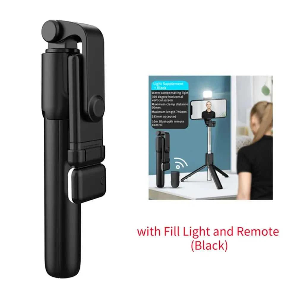 Portable Bluetooth Selfie Stick Tripod Holder with Remote Shutter Fill Light Extendable Wireless Remote Retractable Phone Stand Éditions Traditions & Modernité Inc. 185980761;20260611;1781193677MO1IM