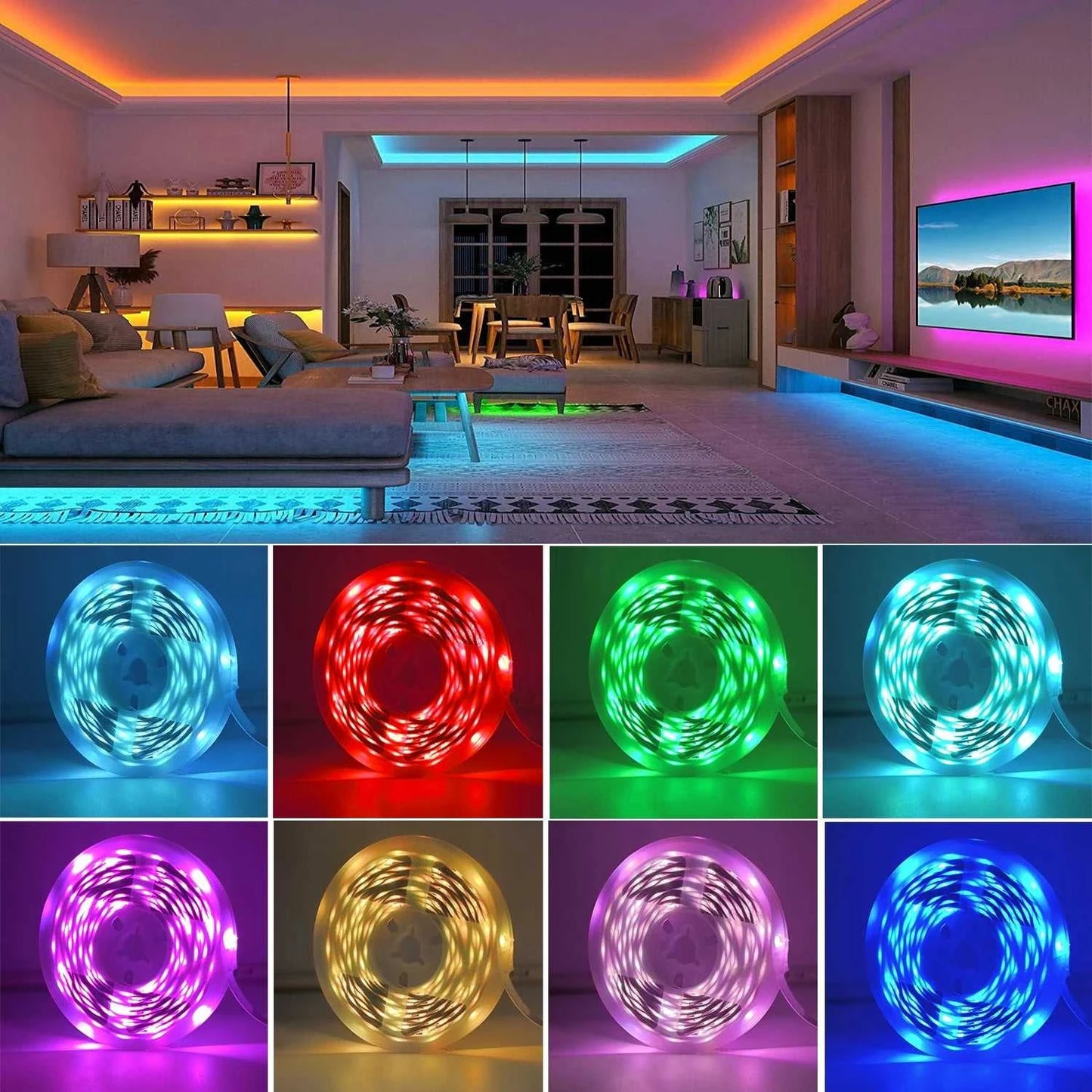 RGB Led Strip Lights 5m 10m 20m 30m Led Room Light with APP Control Flexible Ribbon Luces Led Tape for Room Bedroom Decoration Éditions Traditions & Modernité Inc. 185979931;20260611;17811934904g9K2