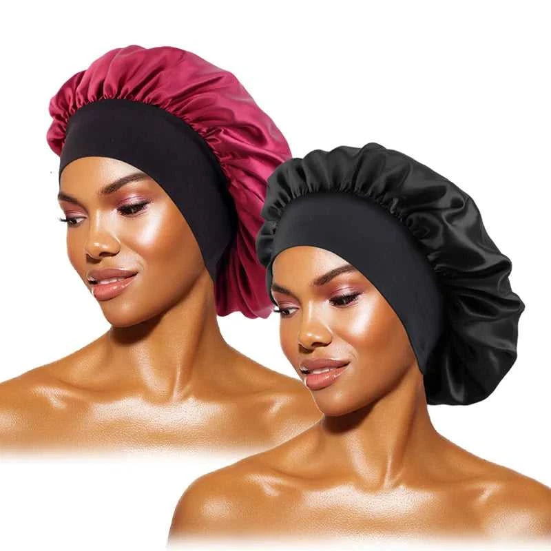 Women's Satin Solid Bonnets Wide-brimmed Night Sleeping Bathing Hat Unisex Head Wrap Elastic Band Cap Hair Care Bonnet Éditions Traditions & Modernité Inc. 185982499;20260611;1781193899An1Ce