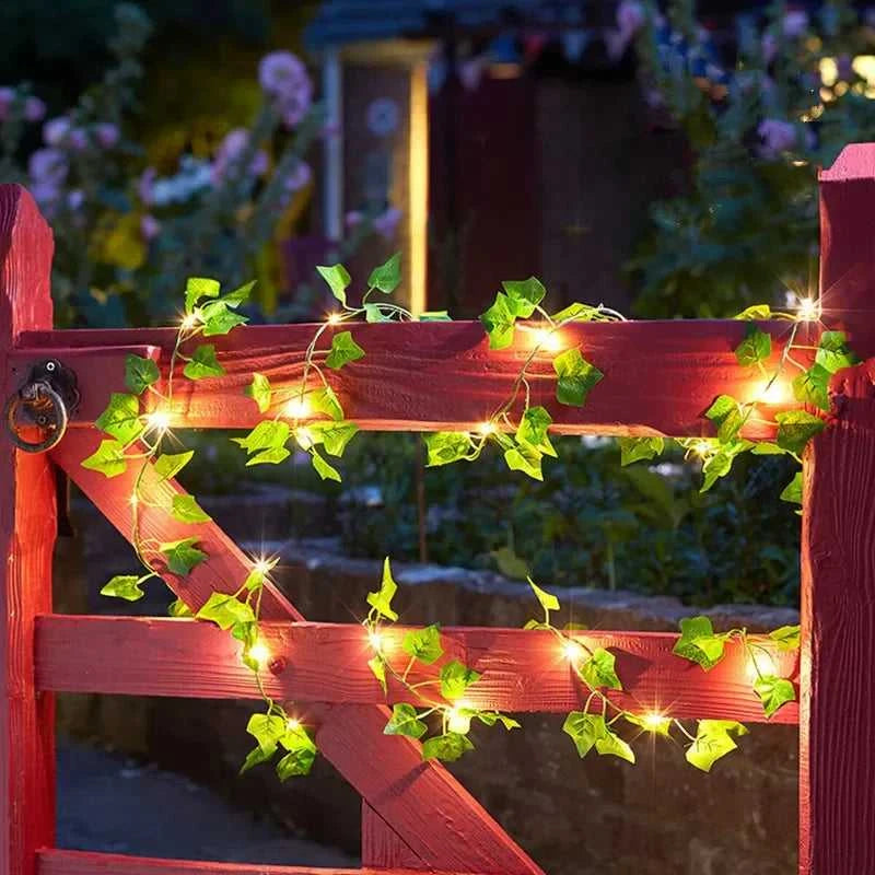 Flower Green Leaf String Lights Artificial Vine Fairy Lights Battery Powered Christmas Tree Garland Light for Weeding Home Decor Éditions Traditions & Modernité Inc. 186608792;20260626;178248998201ZML