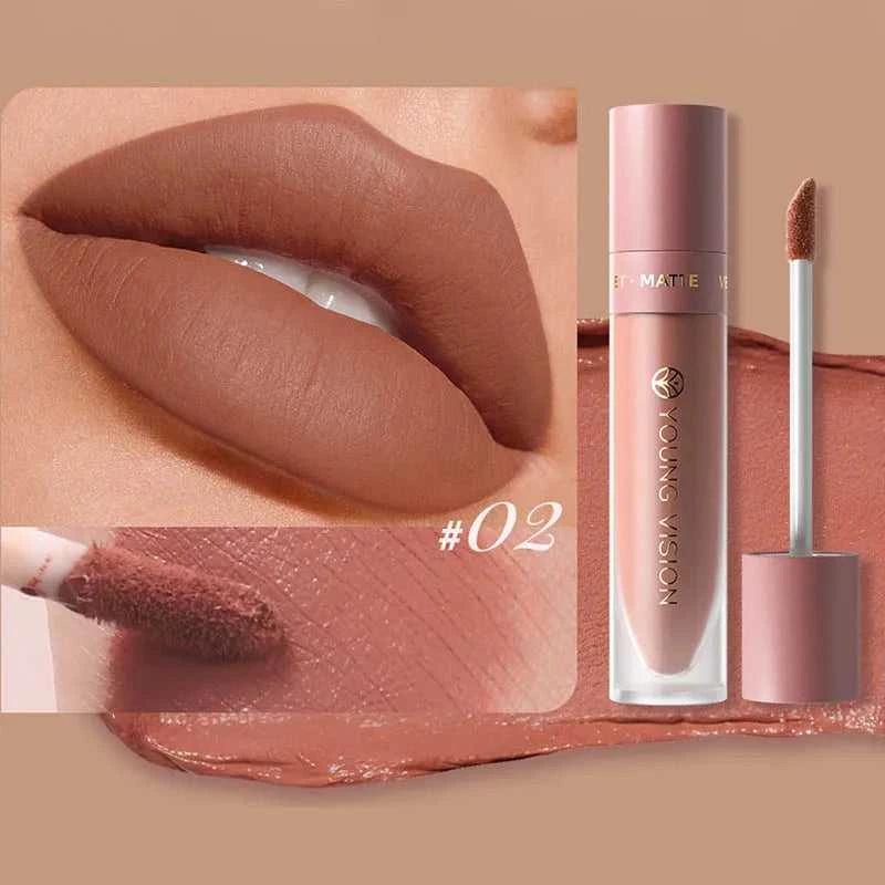 DUNUF 8-color matte velvet smooth easy-to-apply square tube lip gloss waterproof three-dimensional plumping lipstick