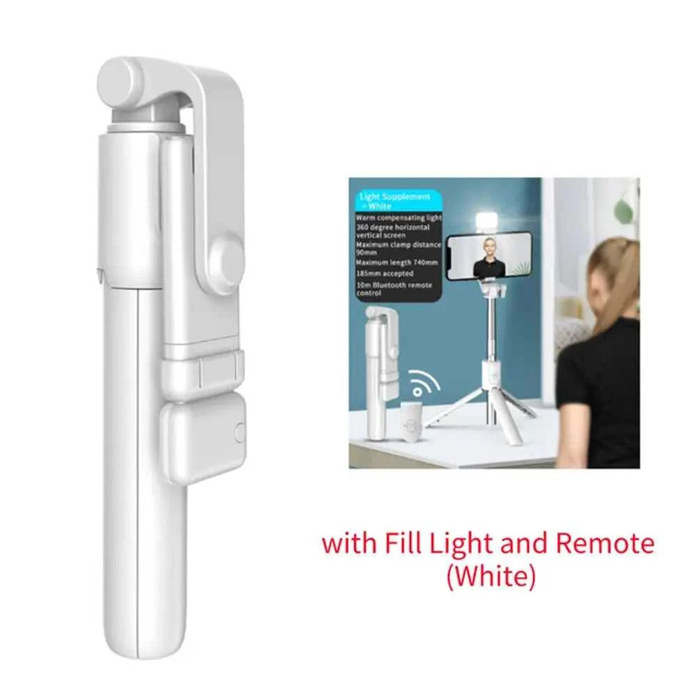 Portable Bluetooth Selfie Stick Tripod Holder with Remote Shutter Fill Light Extendable Wireless Remote Retractable Phone Stand Éditions Traditions & Modernité Inc. 185980761;20260611;1781193677MO1IM