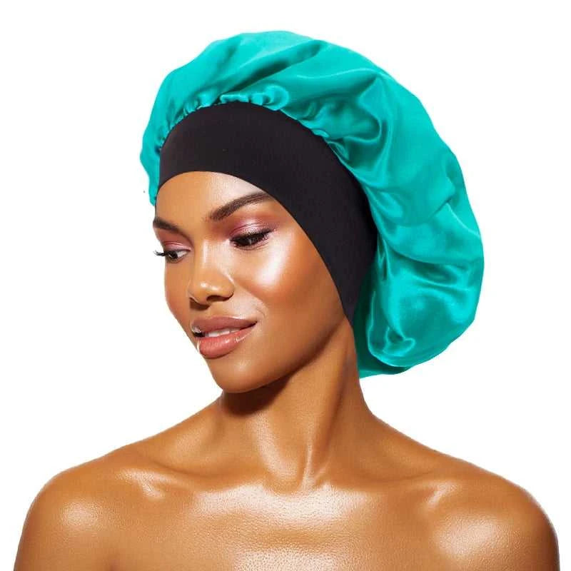 Women's Satin Solid Bonnets Wide-brimmed Night Sleeping Bathing Hat Unisex Head Wrap Elastic Band Cap Hair Care Bonnet Éditions Traditions & Modernité Inc. 185982499;20260611;1781193899An1Ce