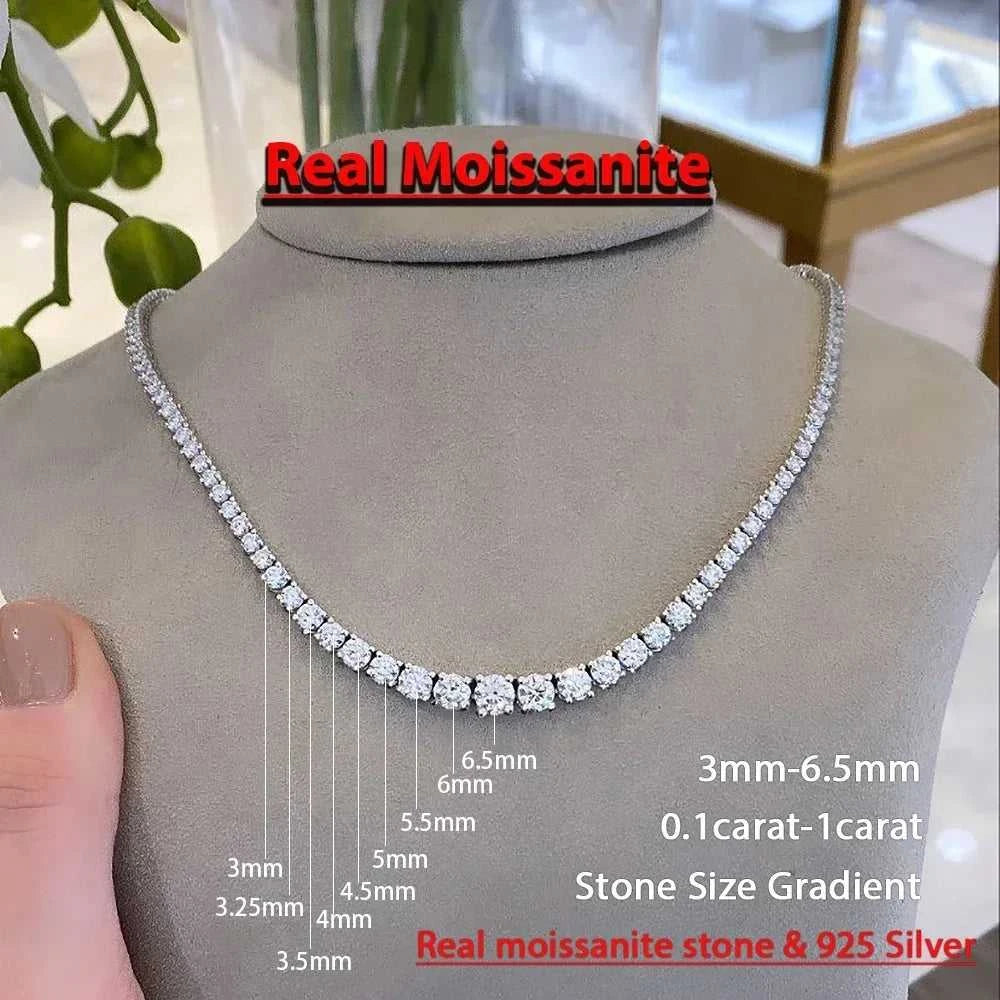 Moissanite Diamond Tennis Necklace with Certificate 3-5mm Size Gradient Diamond Riviera Necklace S925 Silver Choker for Women Éditions Traditions & Modernité Inc. 186643194;20260626;1782518397PPBVW