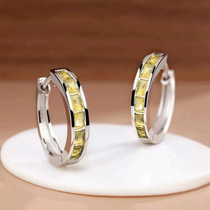 Huitan Classic Design Women Hoop Earrings Full with Princess Square CZ Simple and Elegant Female Accessories Versatile Jewelry Éditions Traditions & Modernité Inc. 186728028;20260628;1782690798ErevY