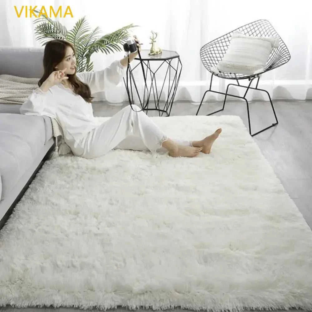 VIKAMA Simple Silk Wool Plush Carpet Bedroom Living Room Bed Blanket Solid Color High-Grade Soft Blanket Room Coffee Table Mat Éditions Traditions & Modernité Inc. 186643081;20260626;1782518268vdaCn
