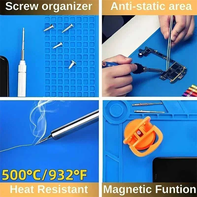 Magnetic Mat Silicone Repair Mat Circuit Board Soldering Pad Heat Resistant 932°F Anti-Static for ESD Iron Phone Repair Éditions Traditions & Modernité Inc. 185981086;20260611;1781193776HEJwA
