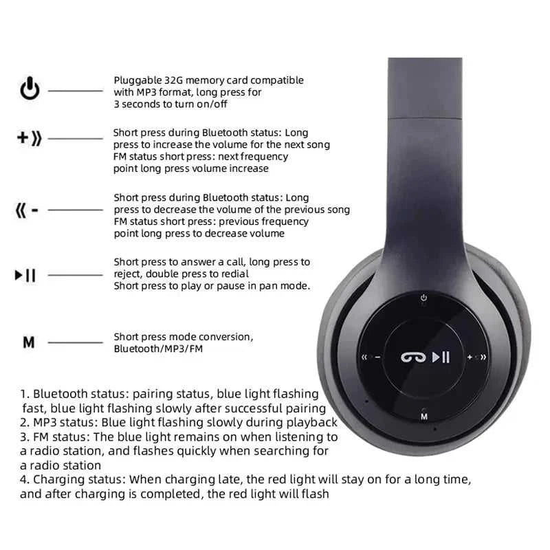 Handsfree Wireless Headphones Noise Canceling Headphone Earphone P47 headset Bluetooth Head Phone for iPhone Huawei Samsung S22 Éditions Traditions & Modernité Inc. 186083289;20260613;1781386267W9bhb
