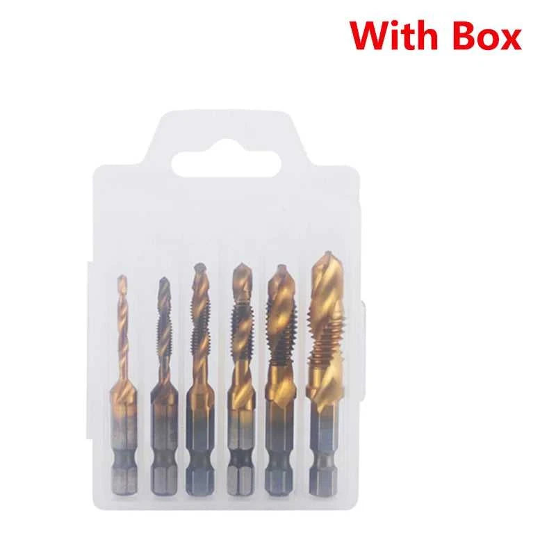 Hex Shank Titanium Plated HSS Screw Thread Metric Tap Drill Bits Screw Machine Compound Tap M3 M4 M5 M6 M8 M10 Hand Tools Éditions Traditions & Modernité Inc. 185982355;20260611;1781193875RGQCr