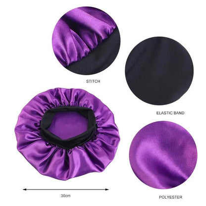 Women's Satin Solid Bonnets Wide-brimmed Night Sleeping Bathing Hat Unisex Head Wrap Elastic Band Cap Hair Care Bonnet Éditions Traditions & Modernité Inc. 185982499;20260611;1781193899An1Ce