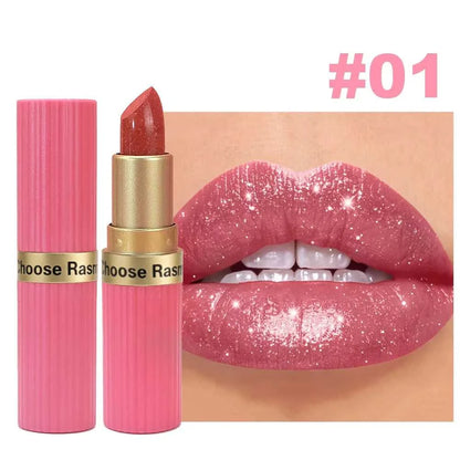 Pearlescent Pink Glitter Velvet Lipstick Metallic Waterproof Long Lasting Matte Shimmer Diamond Lipstick Women Makeup Cosmetic Éditions Traditions & Modernité Inc. 185980885;20260611;1781193716Khru3