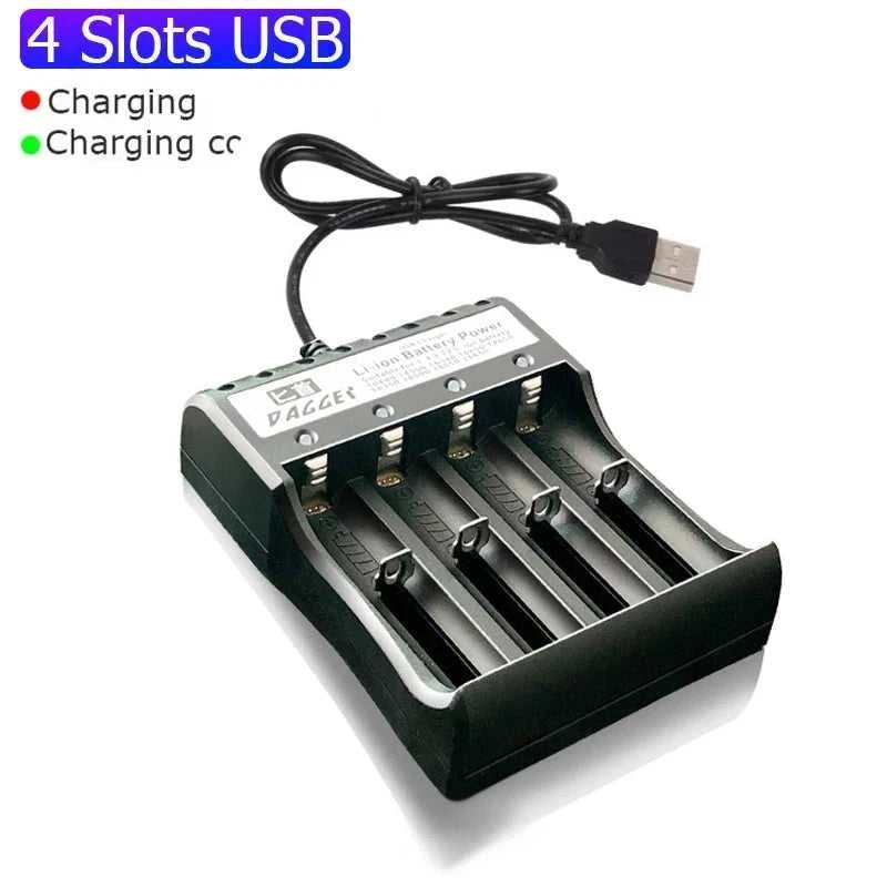 18650 Battery Charger 1/2/4 Slots Dual 18650 Charging 3.7V Rechargeable Lithium Battery USB Charger For 16340 14500 18650 Éditions Traditions & Modernité Inc. 186728073;20260628;1782691138LM8K2